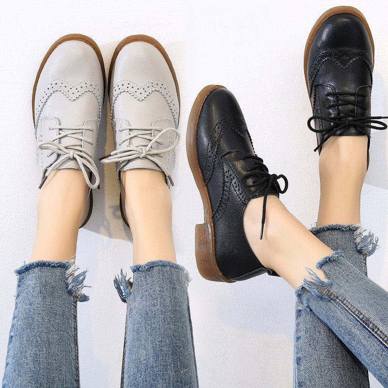 英伦小皮鞋女真皮牛筋软底2019秋季新款学生秋鞋百搭平底休闲单鞋|ruв категории Женская обувь, низкий чистка - от Buy2taobao.com для оказания профессиональной услуги покупки агента Taobao