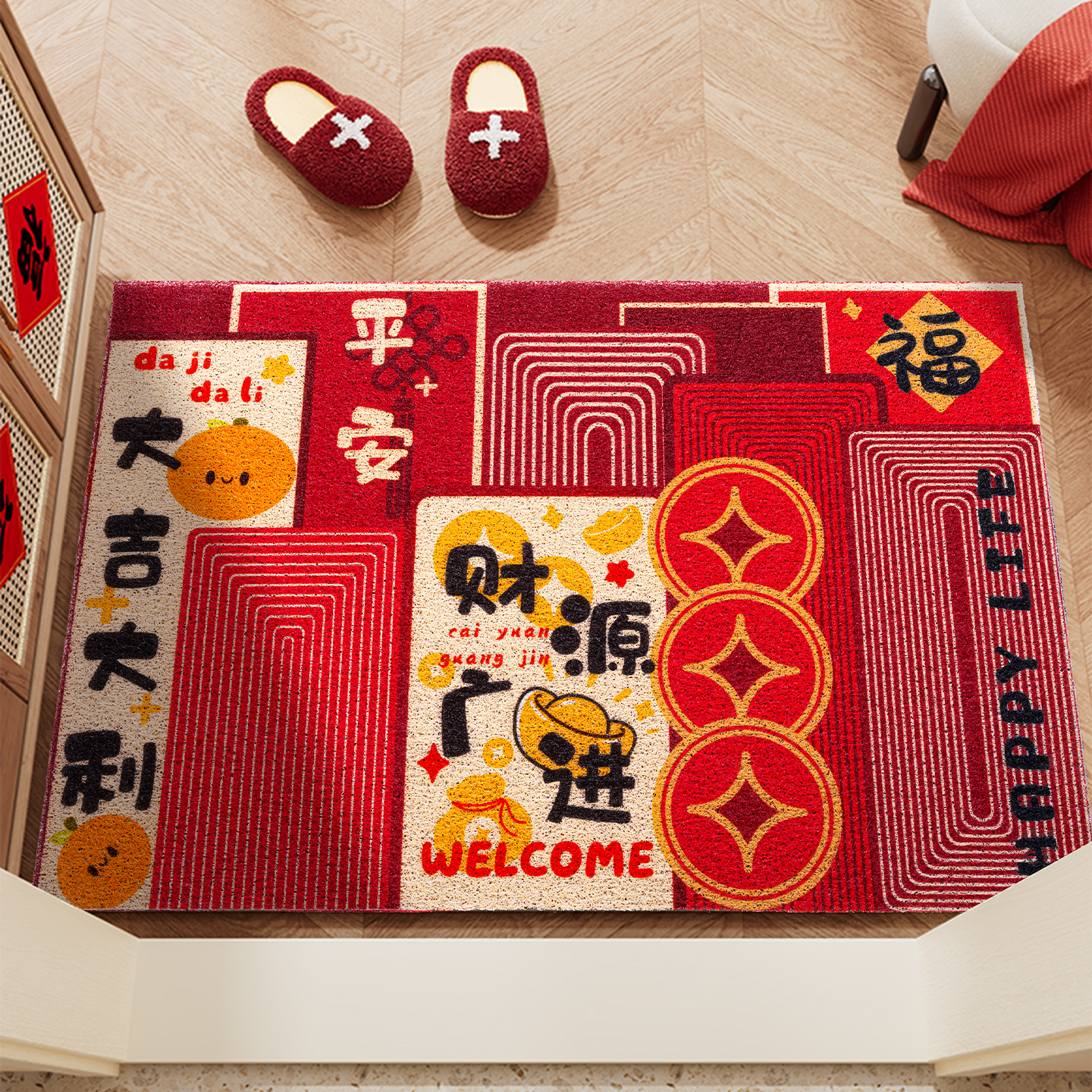【故宫朱砂红】红色入户门地垫
