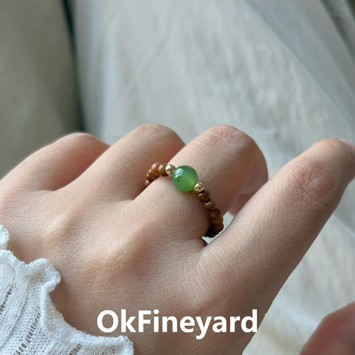 OkFineyard天然库克和田玉戒指女小众设计复古尾戒轻奢高级食指环