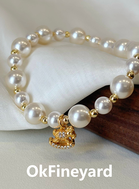 OkFineyard【星河初骑】施家珍珠唐马吊坠手串女小众设计马年手链