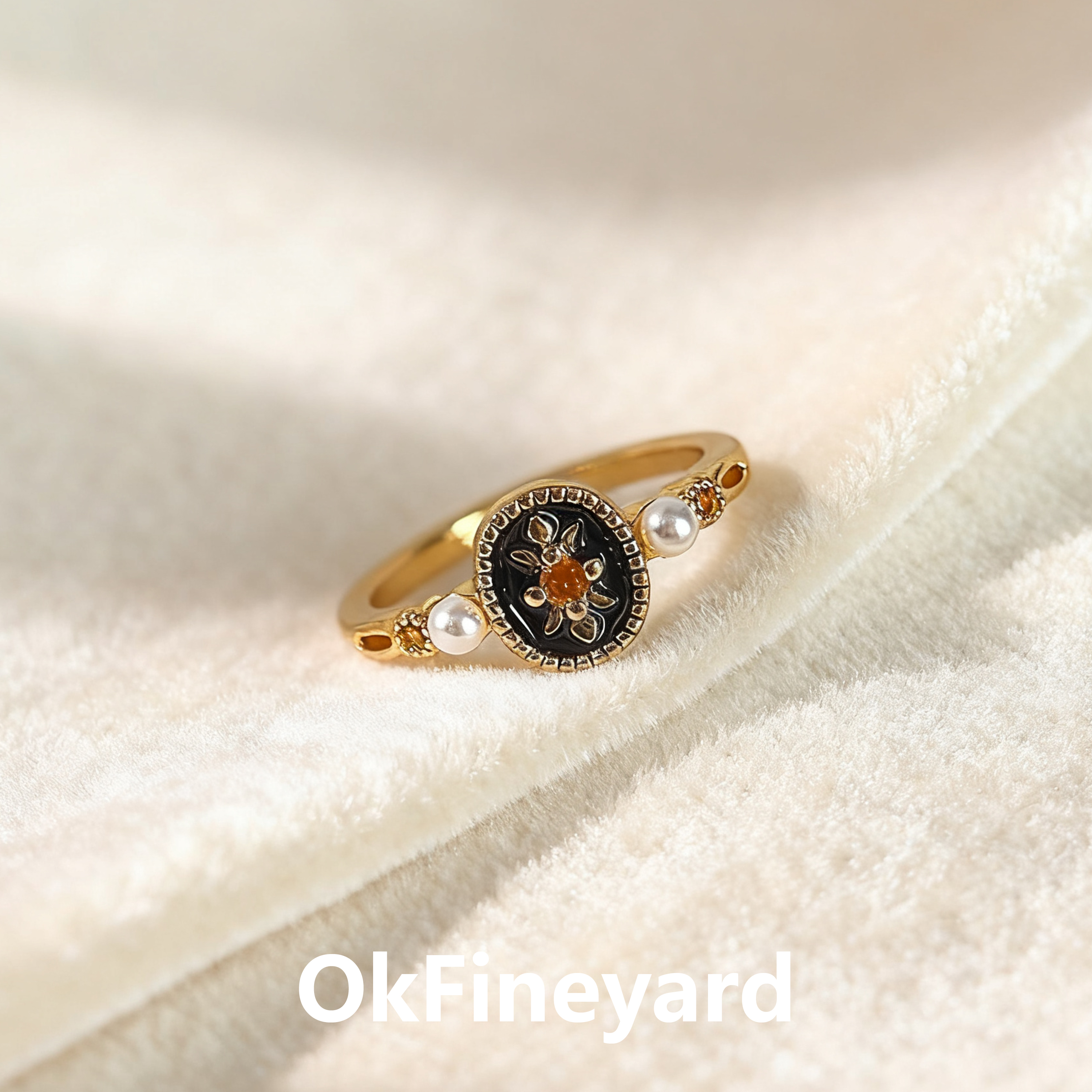 OkFineyard【假面派对】黑金中古戒指女小众设计轻奢高级开口指环
