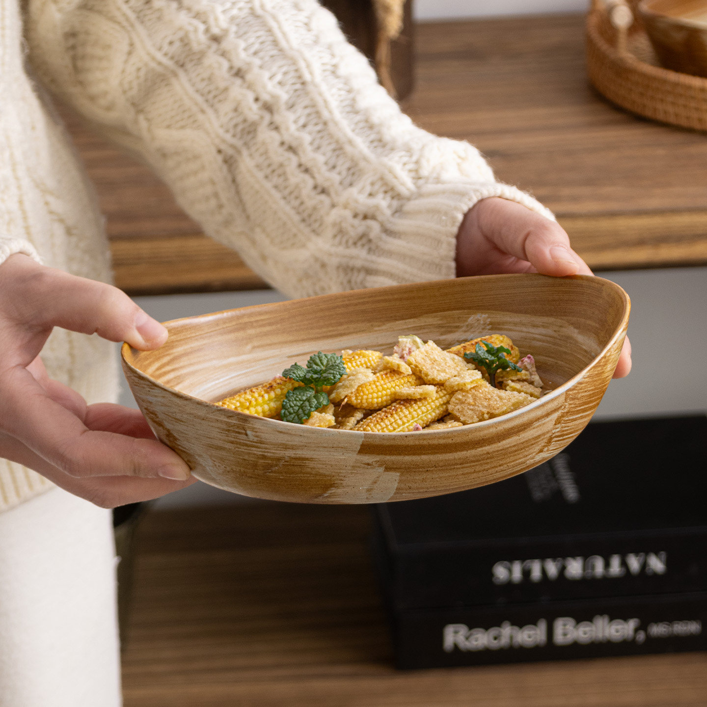 粗陶餐盘日料餐具异型寿司盘民宿陶瓷盘家用复古点心盘船型元宝盘