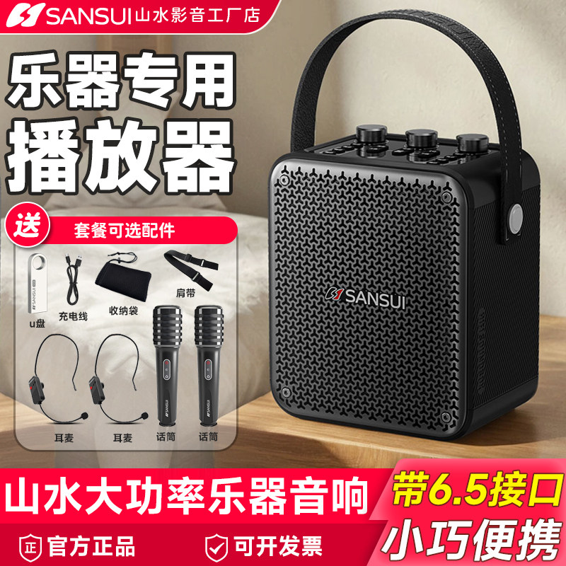 新款山水乐器专用音响家用户外电吹管二胡大音量扩音器带6.5接口
