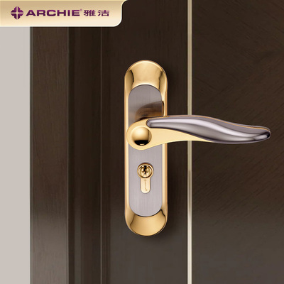 雅洁卧室房间门锁锁具室内静音金色青古红古欧式家用门锁AS2051C