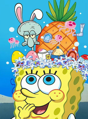 KY文创海绵宝宝英文国际版色纸派大星可爱动漫同人二创卡牌