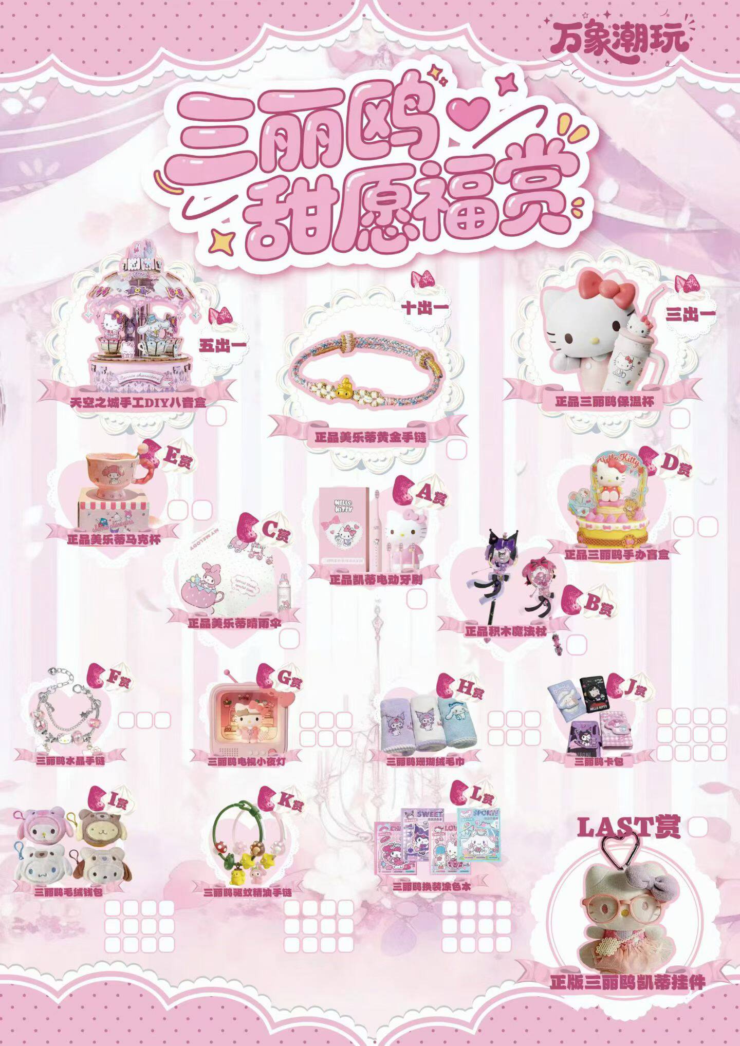 万象潮玩三丽鸥甜愿福赏动漫同人二创卡牌盲盒潮玩