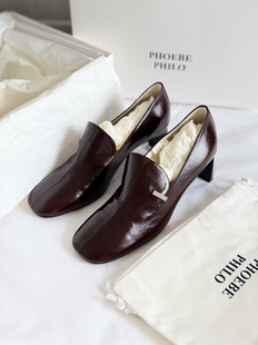 【 现货】 Pheobe philo 新款中跟 酒红色