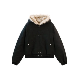 V37美式座山雕vintage毛领痞帅高街男女秋冬加厚棉衣外套棉服棉袄