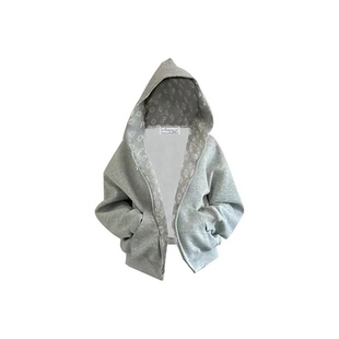 宽松男女拉链外套卫衣加绒 连帽秋冬季 PAVLISOVA美式 刺绣满印开衫