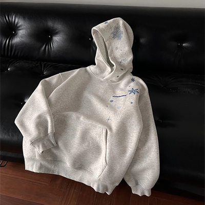 2025国潮美式雪花刺绣连帽卫衣