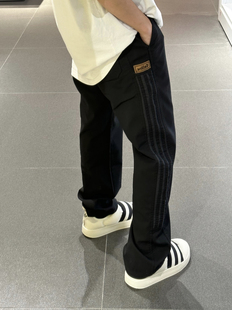 COLDSTONE裤子简约百搭条纹高街美式长裤宽松设计感直筒休闲裤