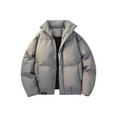 纯色立领加厚宽松男女PU皮羽绒棉服外套冬季 西行美式 高街基础款