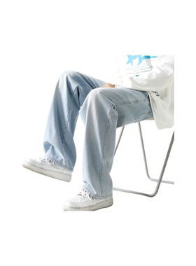 Double dealer美式复古水洗做旧高街基础款直筒牛仔裤