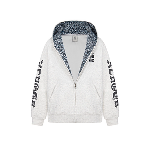 KINDD原创设计梵文印花豹纹内里连帽卫衣外套男女宽松百搭上衣潮