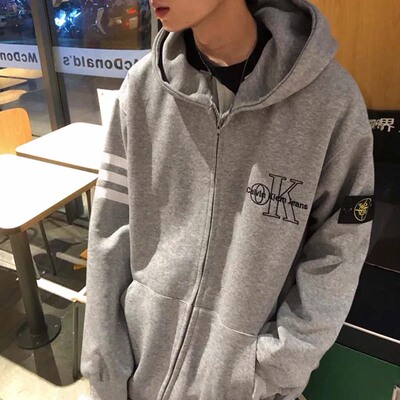WBJY徽章三杠烫印刺绣连帽外套