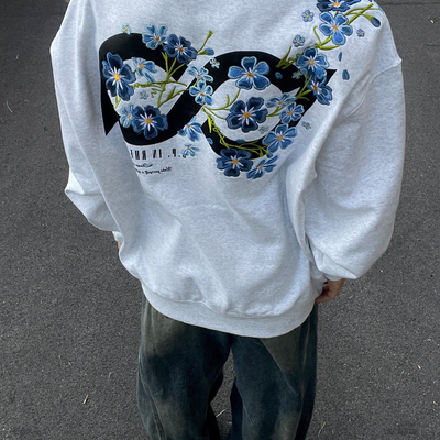 美式高街新中式花卉过肩刺绣卫衣