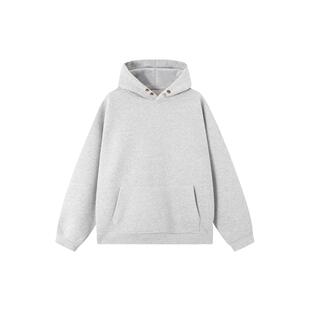 连帽卫衣帽衫 宽松休闲重磅长袖 秋冬加绒厚 MODE纯色纽扣基础款 ICH