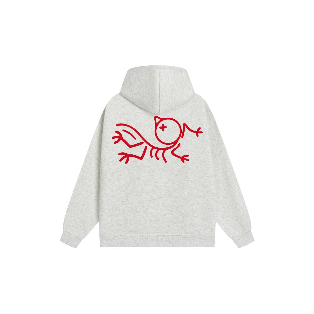 Picca小鸡印花重磅连帽卫衣