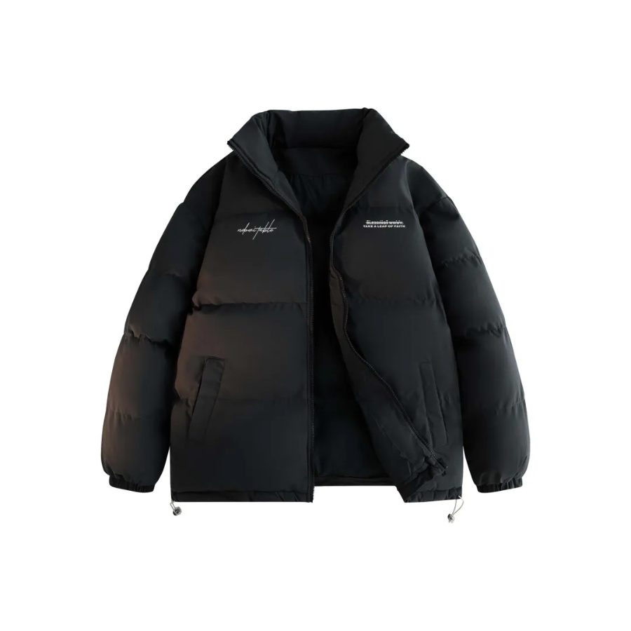 WMWV美式高街字母印花加厚面包保暖撞色立领外套宽松休闲长袖棉服