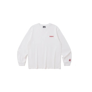 BURNIN火焰刺绣小火苗横排胸前Logo印花长袖 街头基础圆领上衣T恤