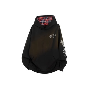 草本纯色华棉加绒美式 套头卫衣 高街复古简约潮流印花休闲宽松长袖