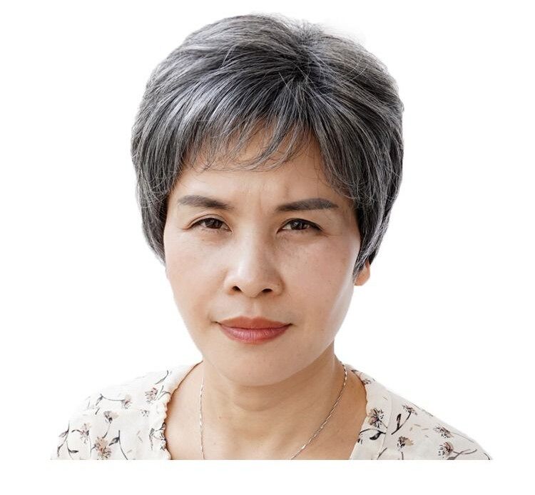 中老年假发女短发花白假发表演老奶奶妈妈假发舞台用表演花白假发