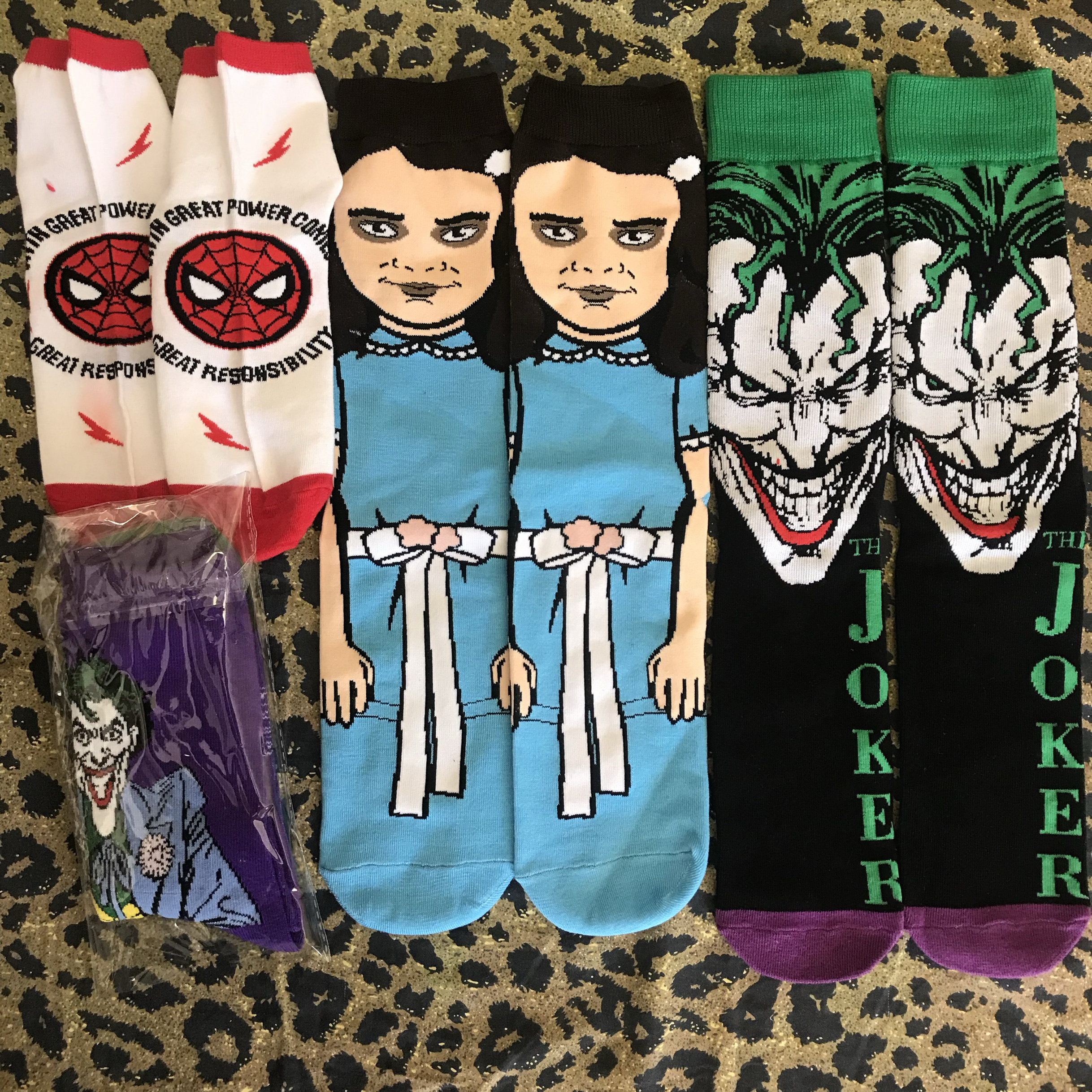 欧美电影周边漫威蜘蛛侠卡通闪灵双胞胎小丑joker正版短中筒袜子