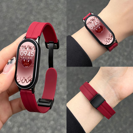 适用小米手环10表带硅胶磁吸9nfc陶瓷8系列7版6女5腕带4韩系秋冬3