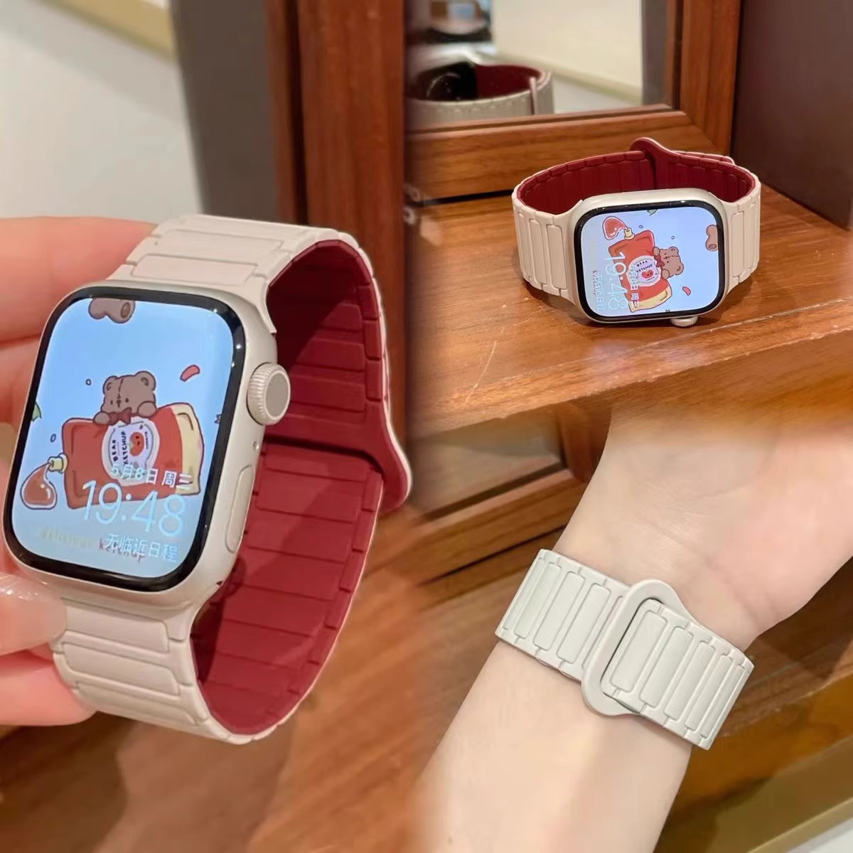 手表FIT4张婧仪同款装甲硅胶表带