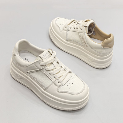 5cm高真皮厚底休闲运动鞋小白鞋