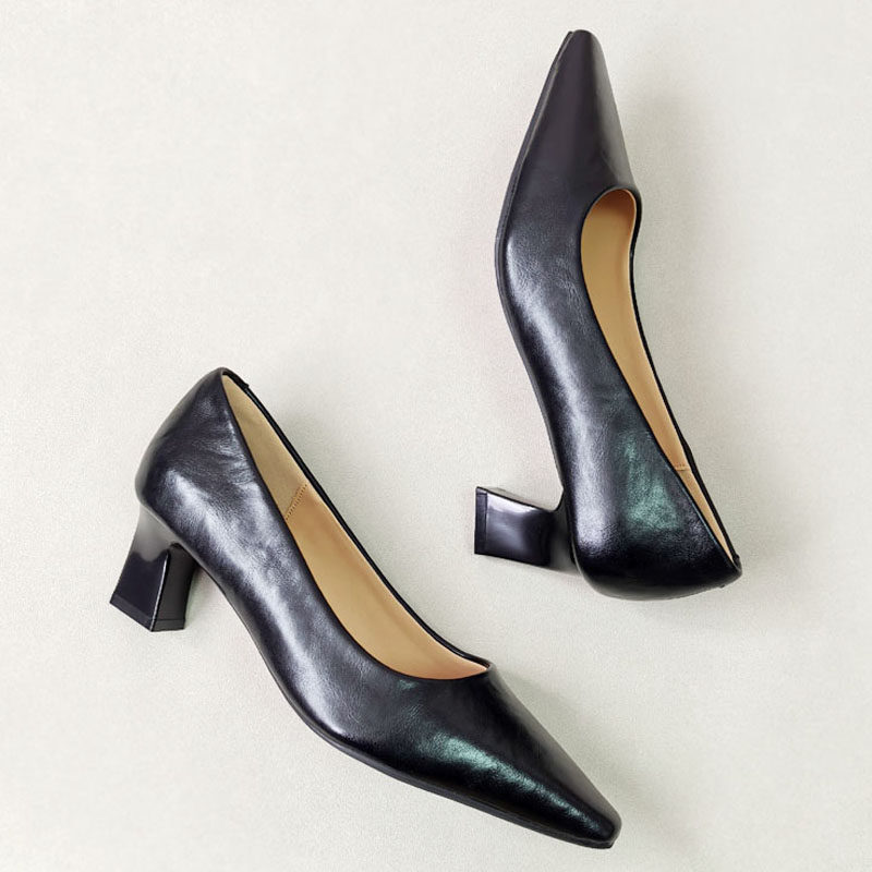 专柜好货真皮5cm高尖头高跟鞋牛皮粗跟单鞋2026春新气质百搭女鞋,女鞋,玛丽珍鞋,淘宝优惠券,粉丝福利购,淘宝优惠卷