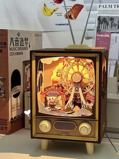 若来日落游乐园木质拼装模型3d立体拼图diy手工音乐盒玩具礼物女