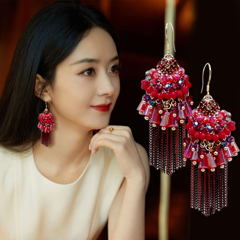 流苏耳环纯手工制作小众耳饰