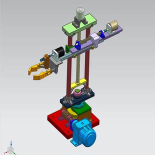 四自由度圆柱坐标机械手设计三维UG模型建模图纸参考资料