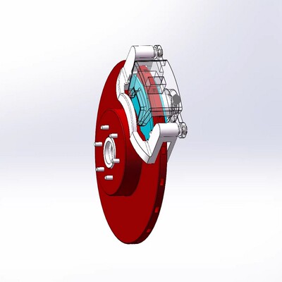 通风式的浮钳盘式制动器三维设计solidworks22模型+6张CAD图纸