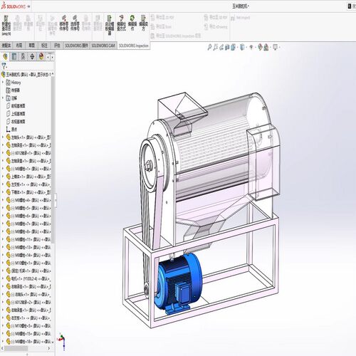 玉米脱粒机结构设计含solidworks2018三维模型+cad图纸+说明