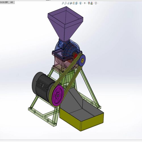 饲料粉碎机设计含三维SW2018模型+二维cad图纸+说明资料+3d建模