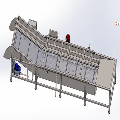 水果蔬菜果蔬清洗机三维模型Solidworks图纸SW建模3D设计参考素材