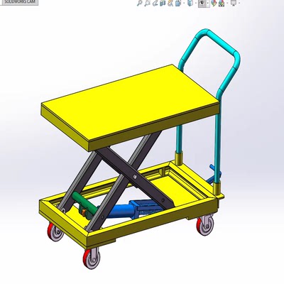踏剪式液压升降手推车三维SW2016模型设计solidworks建模3D文件
