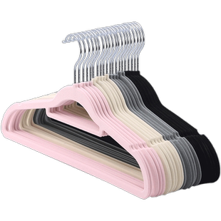 植绒衣架家用挂衣100个整理师专用无痕防滑防肩角衣柜晾衣服撑子