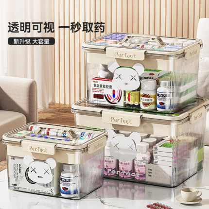 药箱家用药品收纳盒药物家庭装大容量大号双层分格装药的医药盒子