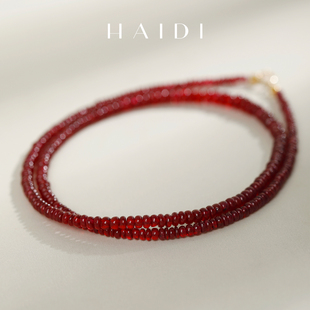 4mm素面鸽血红宝石项链 约2 18K金彩宝颈链送礼 露比 海蒂珠宝