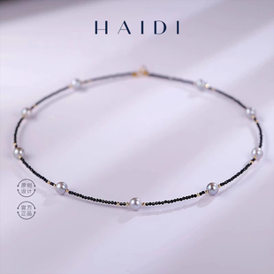 7mm银灰色海水Akoya巴洛克尖晶石项链 18k金◇ 予星 海蒂珠宝