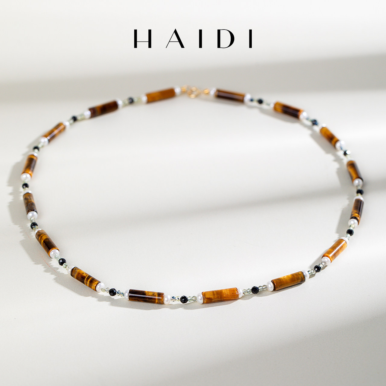 海蒂珠宝 栗颜 美拉德虎眼石设计款项链 18K金正品 送礼好物