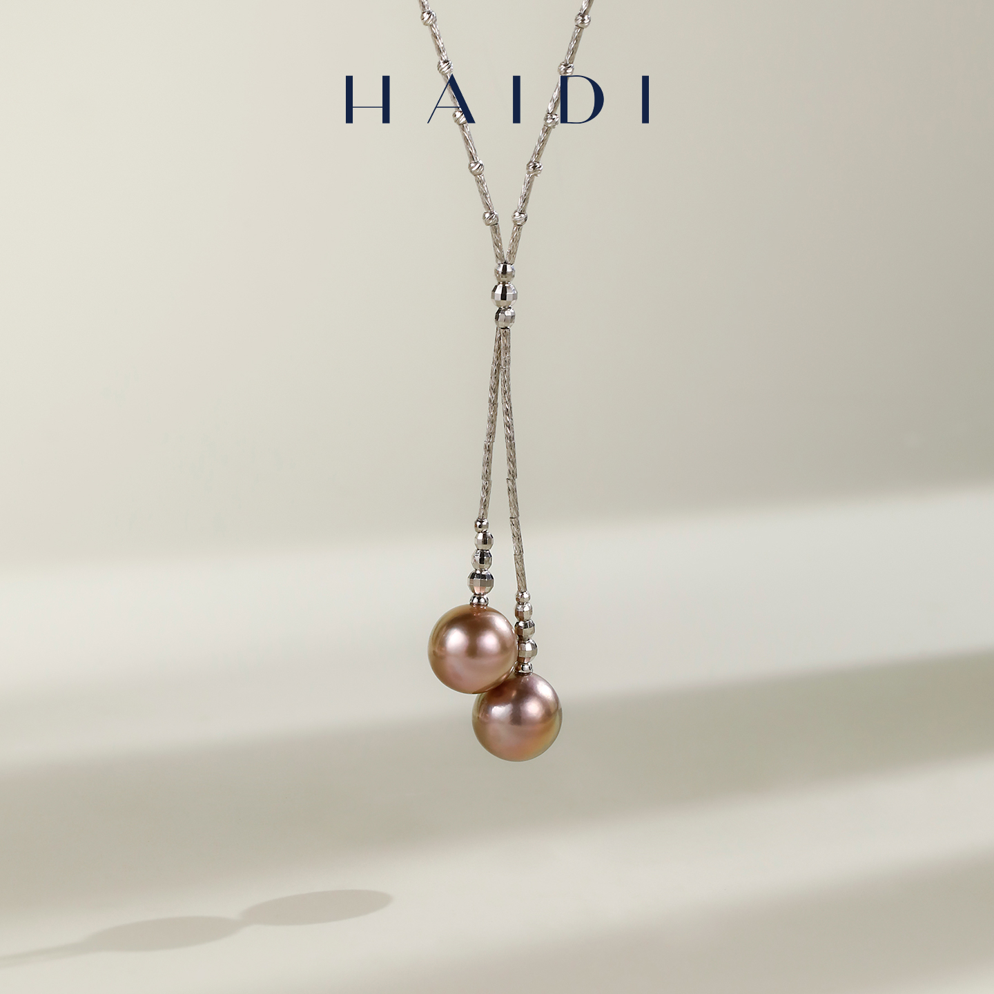 海蒂珠宝【双十二新品】星河糖霜 11-12mm淡水珍珠双珠项链S925银