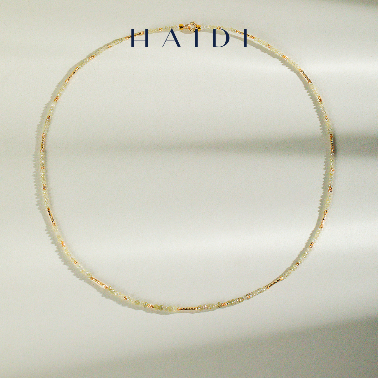 海蒂珠宝 梦枕星河 1.5-2.5mm奶油黄钻钻石设计款正品项链18K金◇