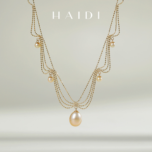 ◇ 9mm深海南洋金珠海水珍珠蕾丝18K金项链设计款 海蒂珠宝 霓裳3