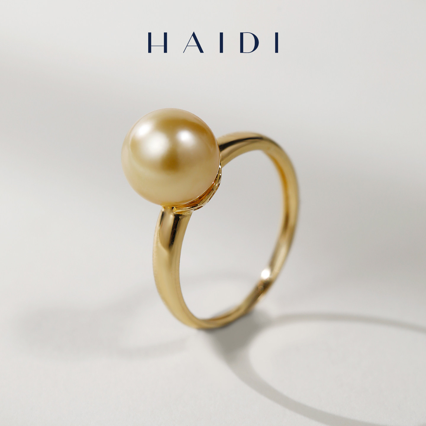 海蒂珠宝 【年货节上新】蜜棠 9-9.5mm南洋金珠戒指 18K金