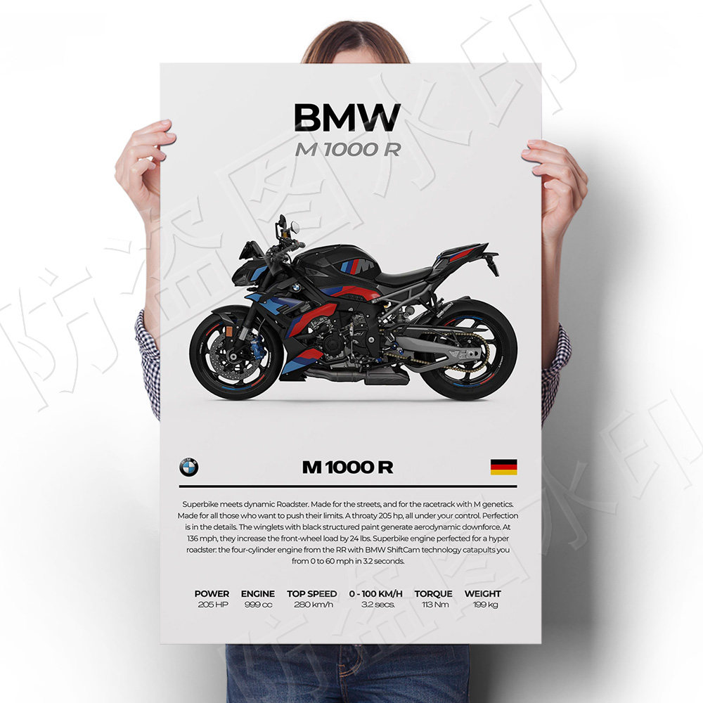 BMW宝马摩托车赛车海报挂画大学男寝室宿舍卧室贴画墙装饰画机车