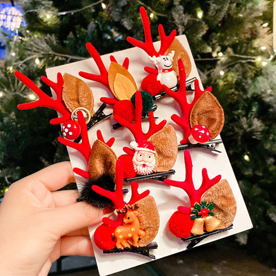 圣诞节装饰鹿角发夹饰品配饰拍照道具装扮穿搭发卡发饰小礼物头饰